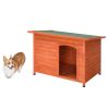 Waterproof Wood Dog House Pet Shelter Natural Wood Color L