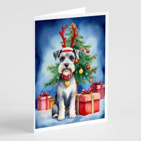 Schnauzer Christmas Reindeer Greeting Cards Pack of 8 Blank Cards with Envelopes Whimsical A7 Size 5x7 Blank Note Cards