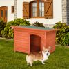 Waterproof Wood Dog House Pet Shelter Natural Wood Color L