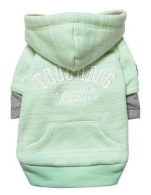 Touchdog Hampton Beach Designer Ultra Soft Sand-Blasted Cotton Pet Dog Hoodie Sweater (Color: green)