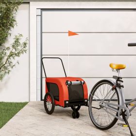 Pet Bike Trailer Orange and Black Oxford Fabric and Iron (Color: Orange)