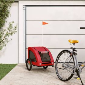 Pet Bike Trailer Red Oxford Fabric and Iron (Color: Red)