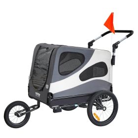 VEVOR Dog Bike Trailer, Supports up to 100 lbs, 2-in-1 Pet Stroller Cart Bicycle Carrier, Easy Folding Cart Frame with Quick Release Wheels (Default: Default)